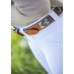 Ceinture Pearl - Cognac & turquoise