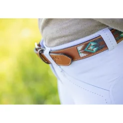 Ceinture Pearl - Cognac & turquoise
