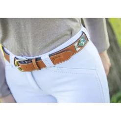 Ceinture Pearl - Cognac & turquoise