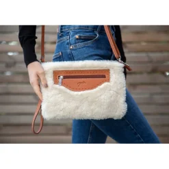 Pochette Emilie - Écru & Cognac