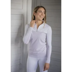 Polo de Concours Debbie Manches Longues - Blanc & Rose