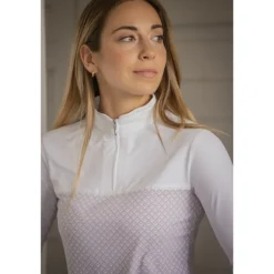 Polo de Concours Debbie Manches Longues - Blanc & Rose