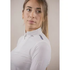 Polo de Concours Séville Mesh Manches Longues - Blanc