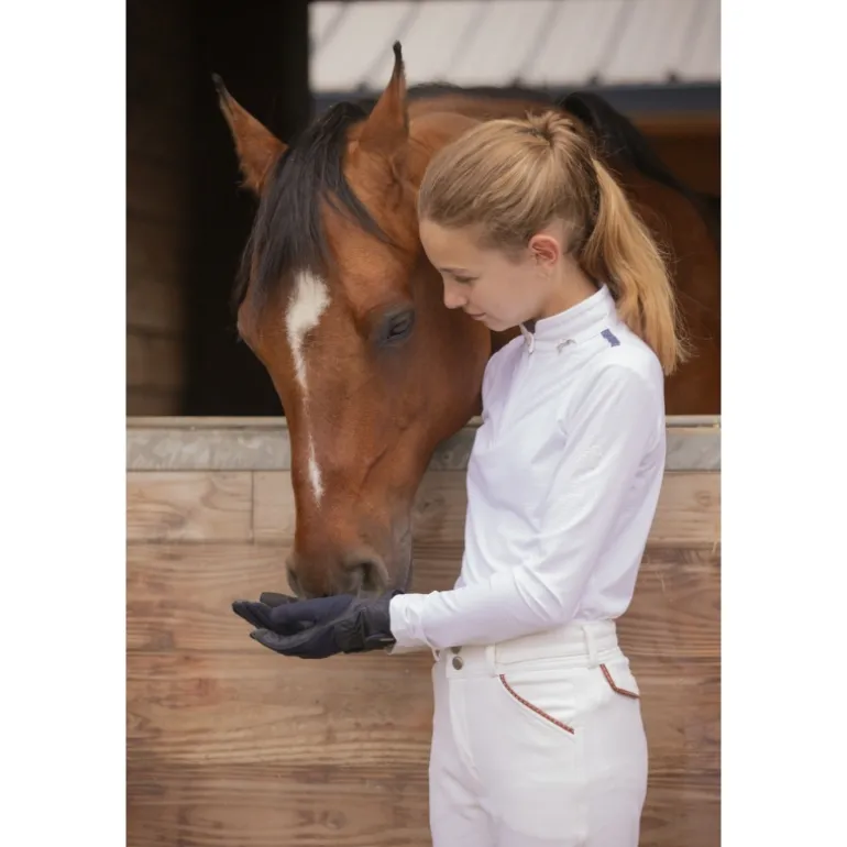 Polo de Concours Séville Mesh Manches Longues Blanc - Enfant