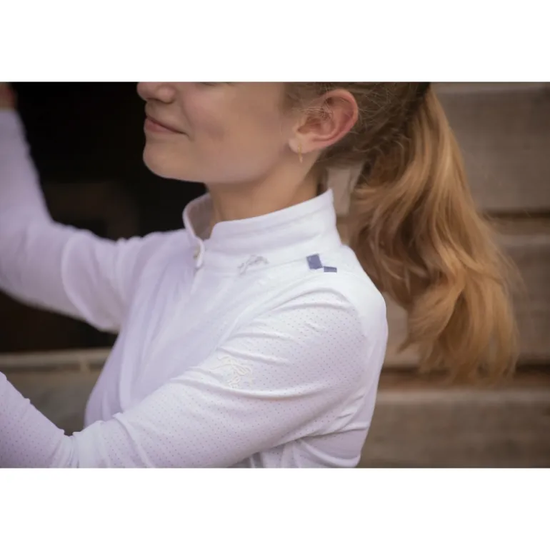 Polo de Concours Séville Mesh Manches Longues Blanc - Enfant