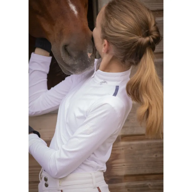 Polo de Concours Séville Mesh Manches Longues Blanc - Enfant