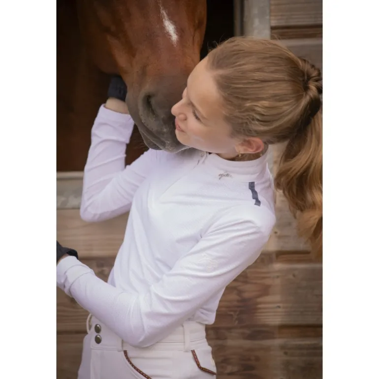 Polo de Concours Séville Mesh Manches Longues Blanc - Enfant