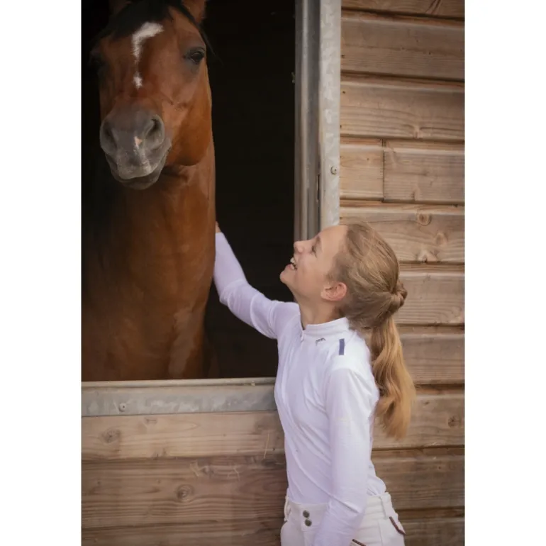 Polo de Concours Séville Mesh Manches Longues Blanc - Enfant