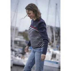 Pull SAINT JAMES x Pénélope Collections Maëlle - Marine Écru & Rouge